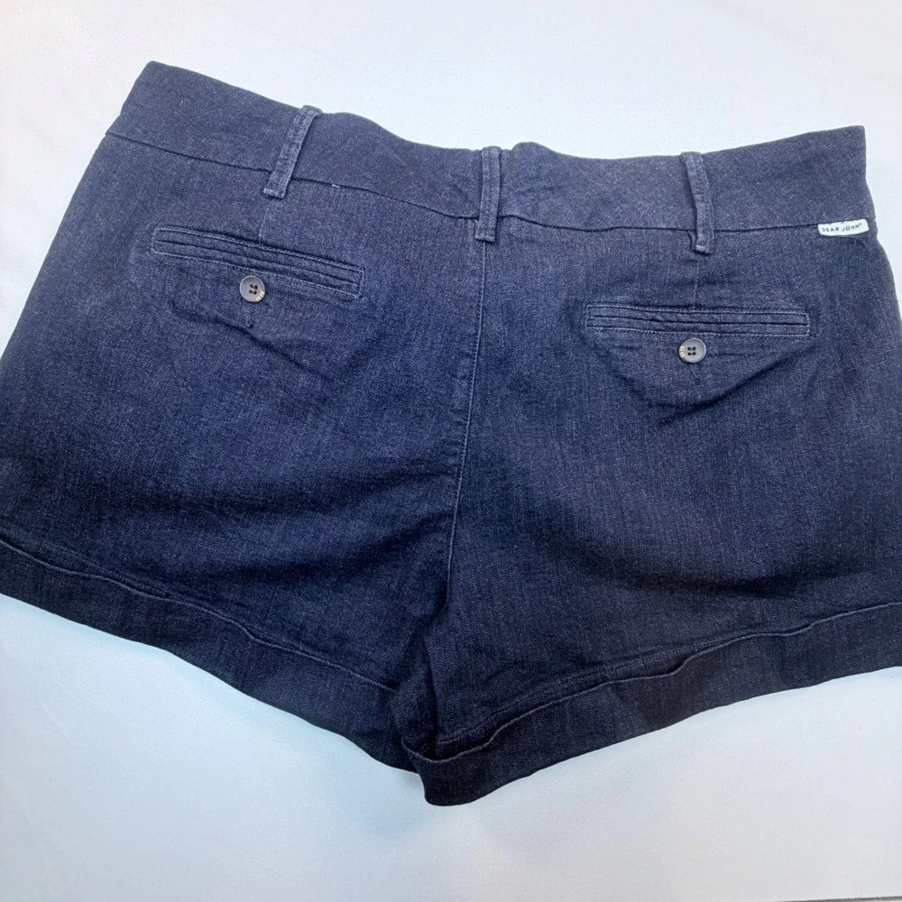 Dear‎ John Hampton Shorts Womens 32 Blue Denim Look Cuffed Stretch Casual